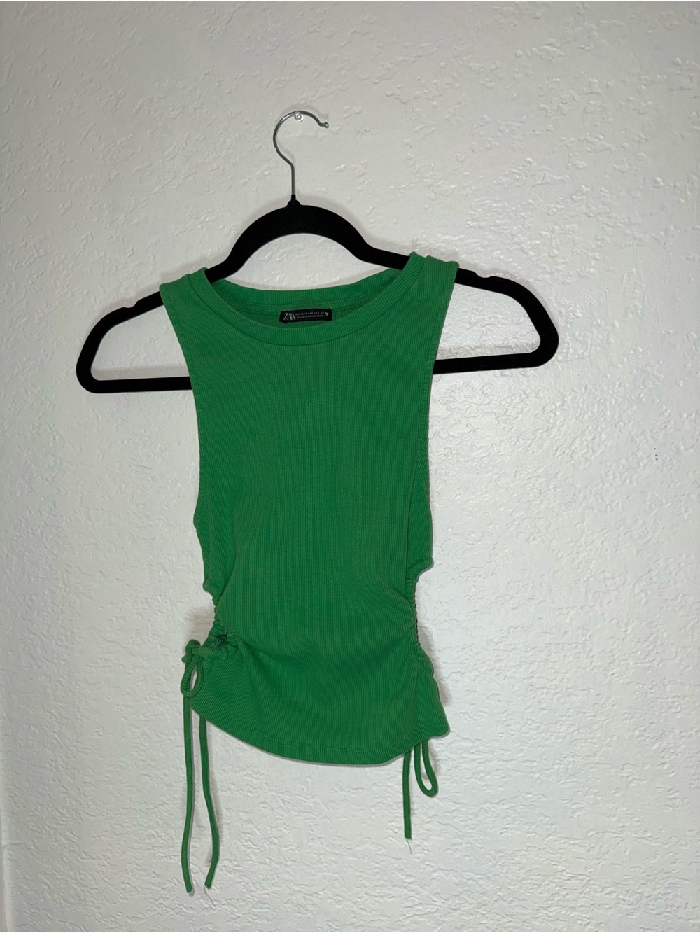 Zara Bright Green Ribbed Side-Tie Tank